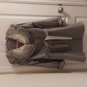 Vintage 1950's Women's Grey Wool Jacket w/real fur collar